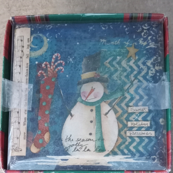 Lot of four ceramic snowman coasters - Picture 3 of 9